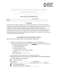 Document preview: Adapted Physical Education Endorsement Application - Utah
