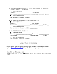 Adapted Physical Education Endorsement Application - Utah, Page 2