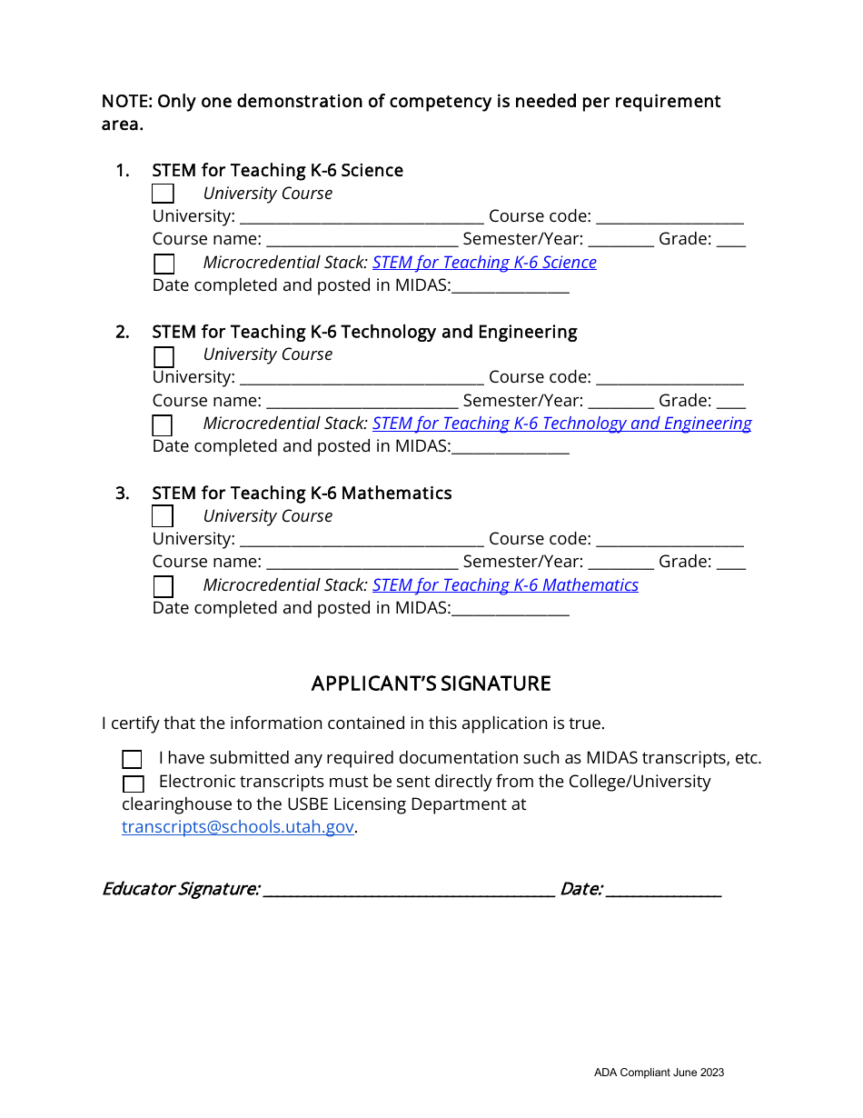 Utah Elementary Stem Endorsement Application - Fill Out, Sign Online ...