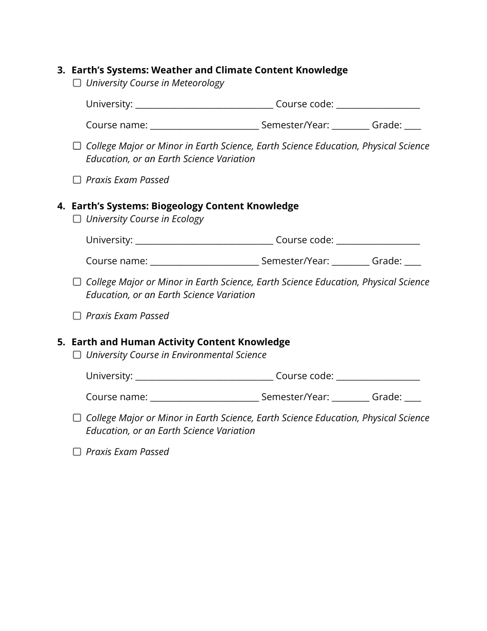 Secondary Earth Science 1 Endorsement Application - Utah, Page 3