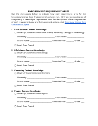 Secondary Science Core Endorsement Application - Utah, Page 2
