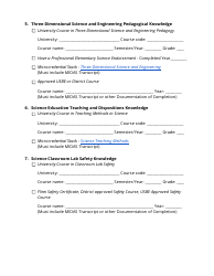 Secondary Science Core Endorsement Application - Utah, Page 3