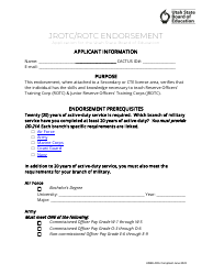 JROTC/Rotc Endorsement Application - Utah