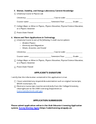 Secondary Physics 1 Endorsement Application - Utah, Page 3