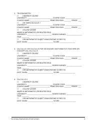 Secondary Mathematics Endorsement Application - Utah, Page 2