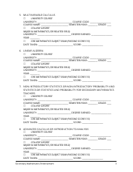 Secondary Mathematics Endorsement Application - Utah, Page 3