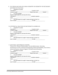 Secondary Mathematics Endorsement Application - Utah, Page 4