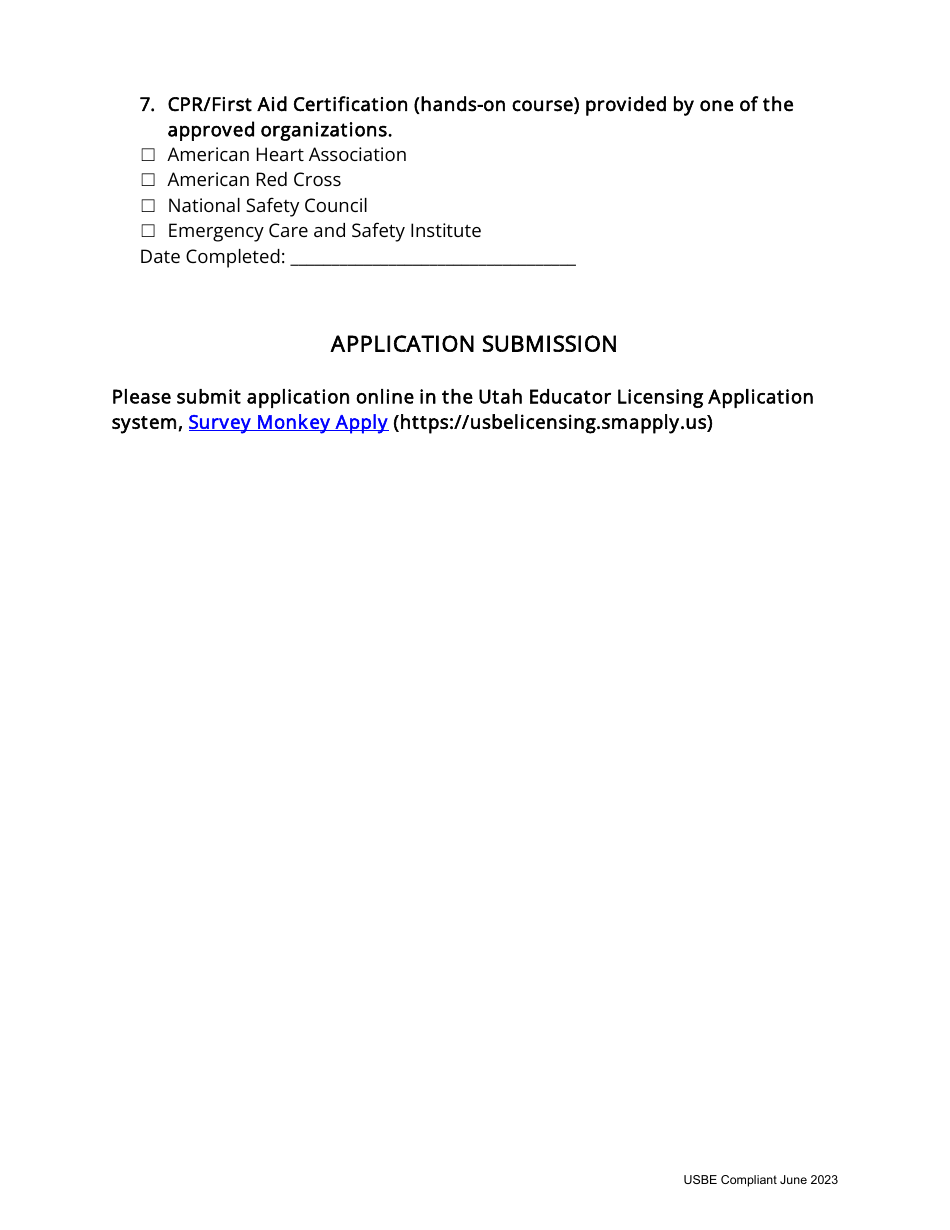 Health Education Endorsement Application - Utah, Page 3