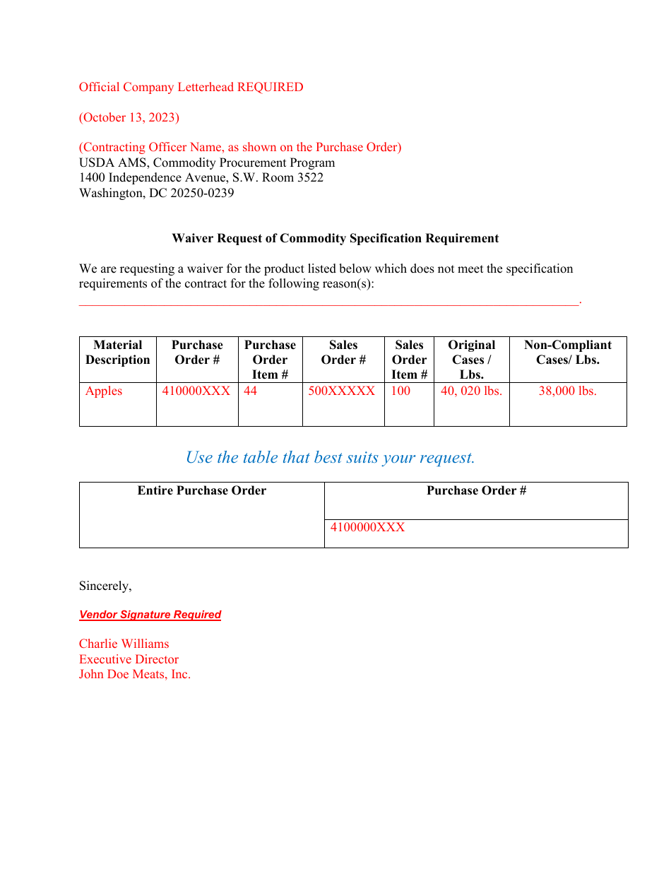 Post Award Waiver Request, Page 4