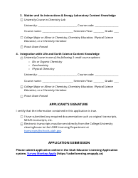 Secondary Chemistry 1 Endorsement Application - Utah, Page 3