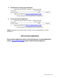 Literacy Specialist (K-12) Endorsement Application - Utah, Page 3