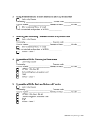 Secondary Literacy Interventionist Endorsement Application - Utah, Page 2