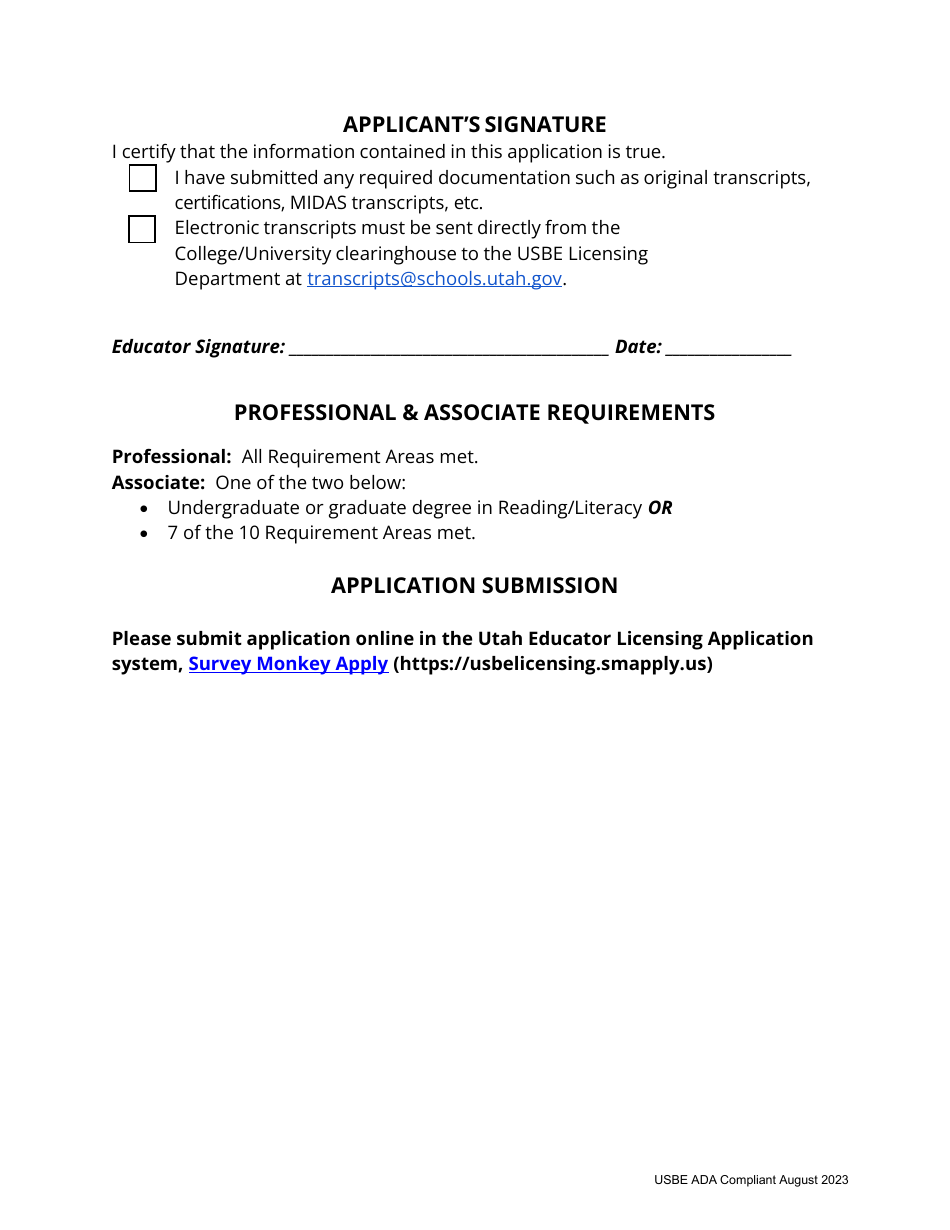 Secondary Literacy Interventionist Endorsement Application - Utah, Page 4
