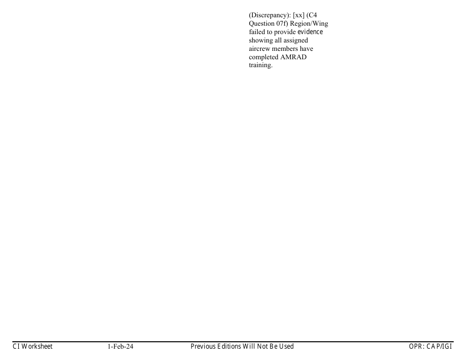 Form C-4 Ci Worksheet - Aircraft Management, Page 13