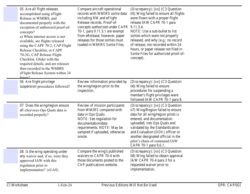 Form C-3 Ci Worksheet - Flight Management, Page 3