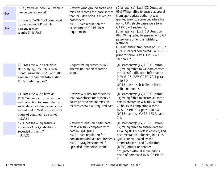 Form C-3 Ci Worksheet - Flight Management, Page 4
