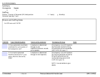 Form D-5 Ci Worksheet - Personnel