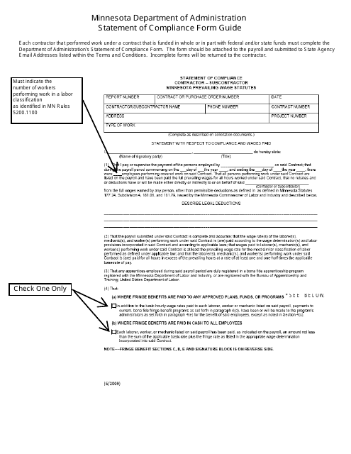 Instructions for Statement of Compliance - Minnesota