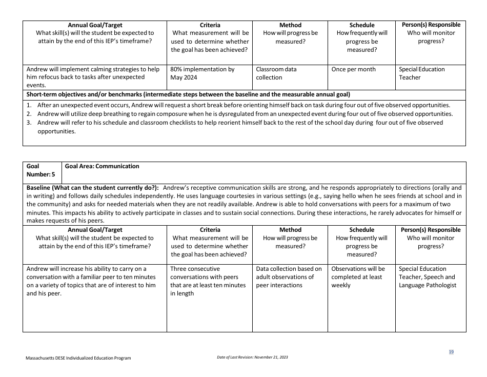 2025 Massachusetts Individualized Education Program (Iep) - High School ...