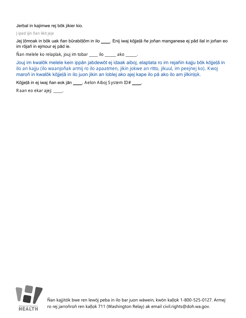 Form 331-736 Manganese Health Advisory Above 0.3 Mg / L - Washington (Marshallese), Page 2