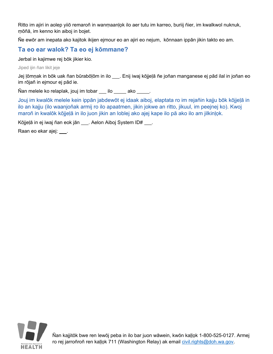 Form 331-735 Manganese Health Advisory Above 1.0 Mg / L - Washington (Marshallese), Page 2