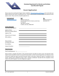 Form LR2 Local Records Program Grant Application - Kentucky