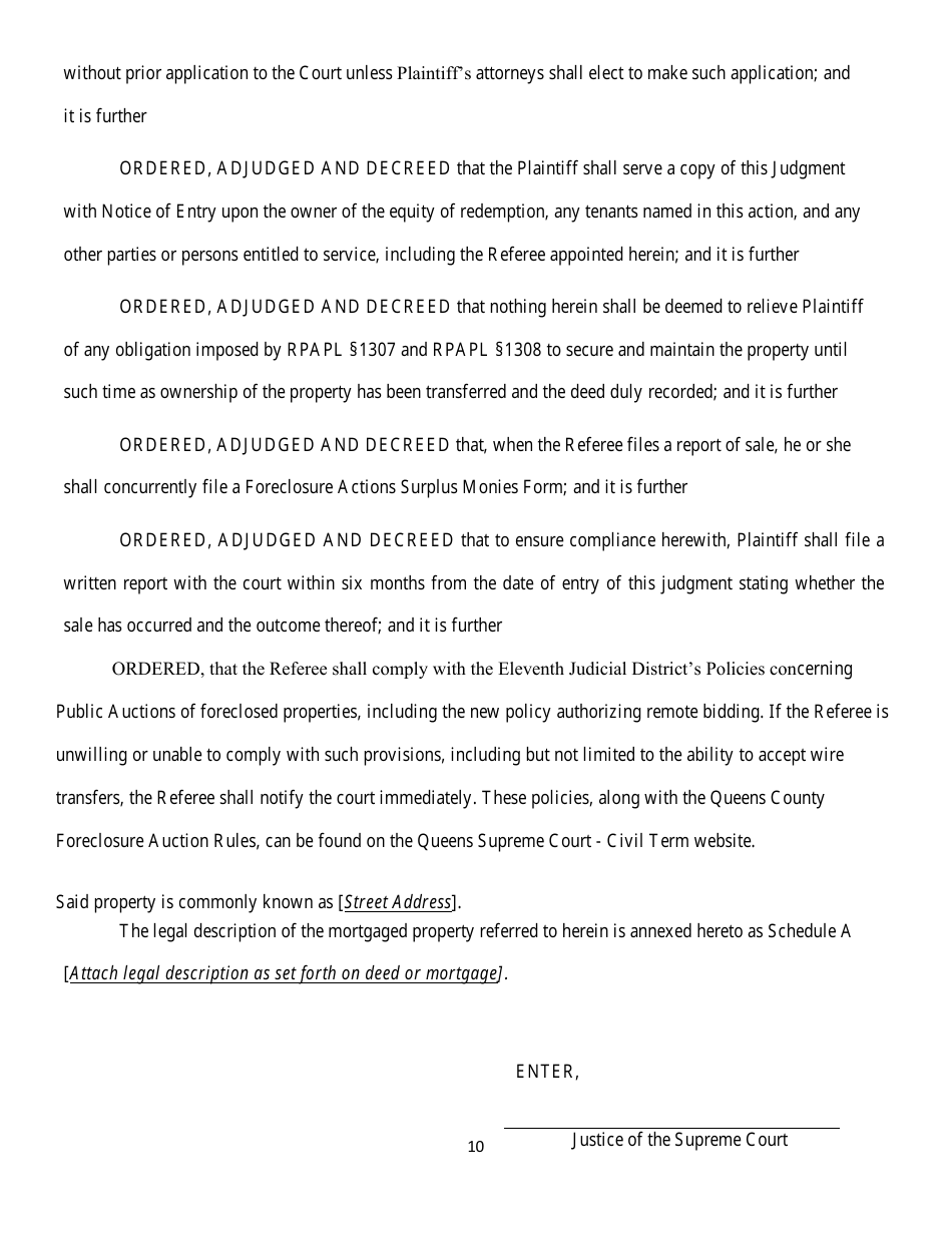 Judgment of Foreclosure and Sale - Queens County, New York, Page 10
