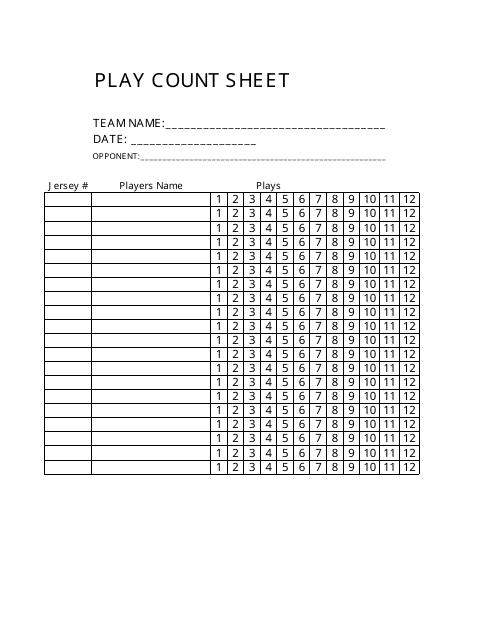 Play Count Sheet Template