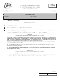 Document preview: Form PLD-032 Application for Minor Variance to the Town of Ajax Sign by-Law - Town of Ajax, Ontario, Canada