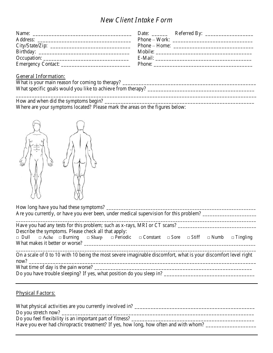 New Client Intake Form - Fill Out, Sign Online and Download PDF ...