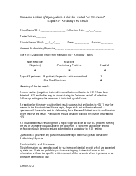 Document preview: Sample Rapid HIV Antibody Test Result Form - New York