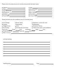 Patient Skin Evaluation Form, Page 2