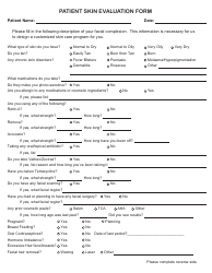 Document preview: Patient Skin Evaluation Form