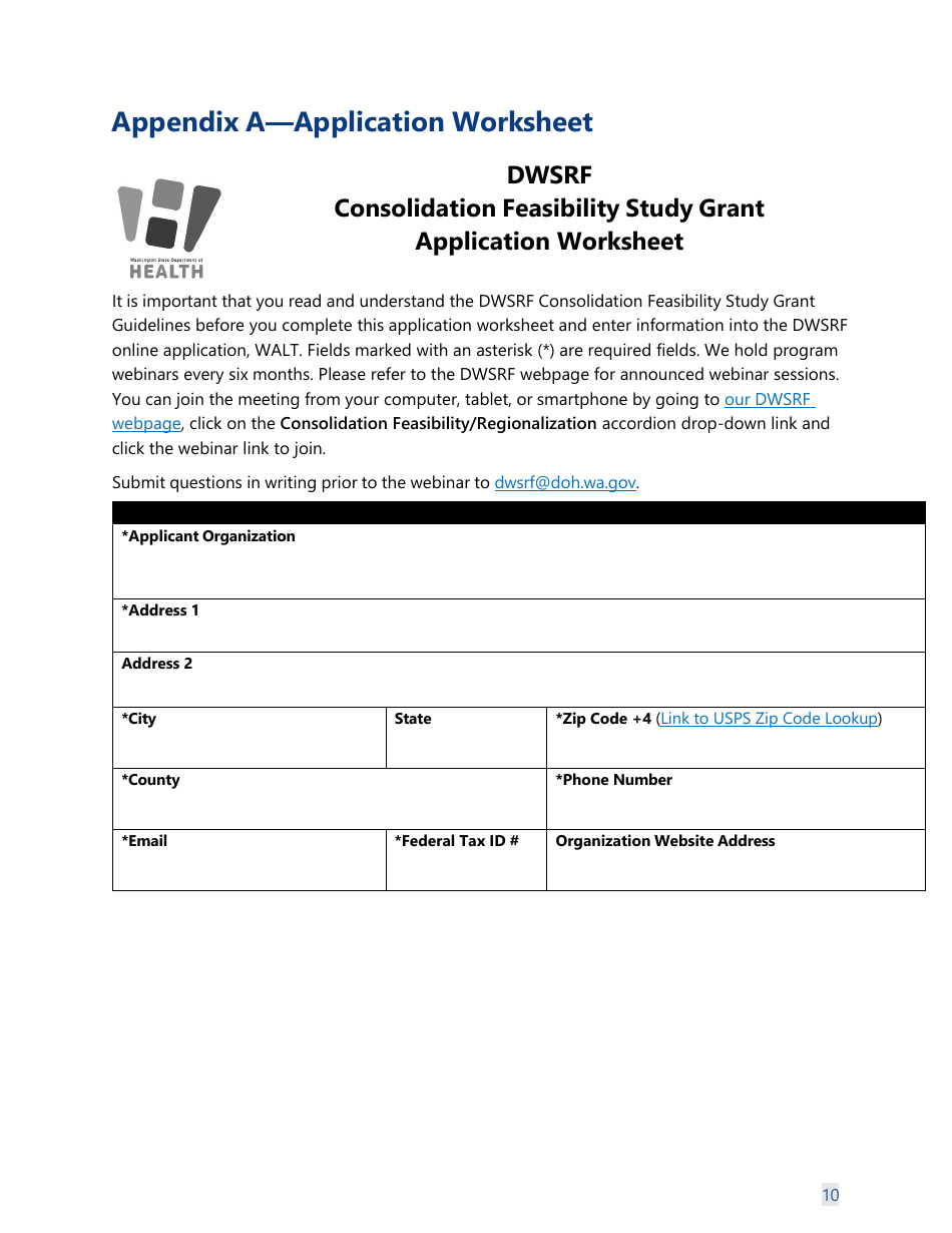 Form 331-726 Consolidation Feasibility Study Grant Application Worksheet - Washington, Page 13
