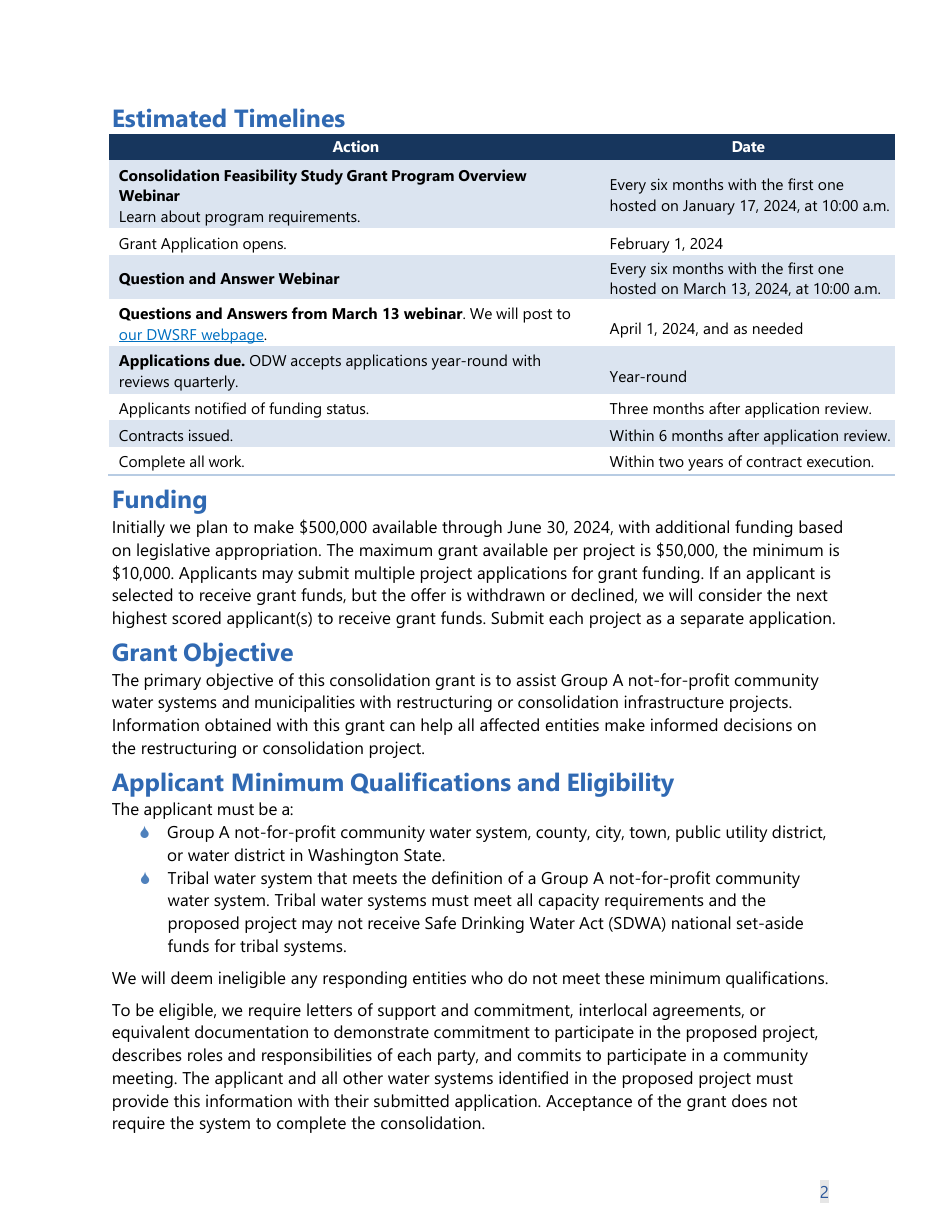 Form 331-726 Consolidation Feasibility Study Grant Application Worksheet - Washington, Page 5