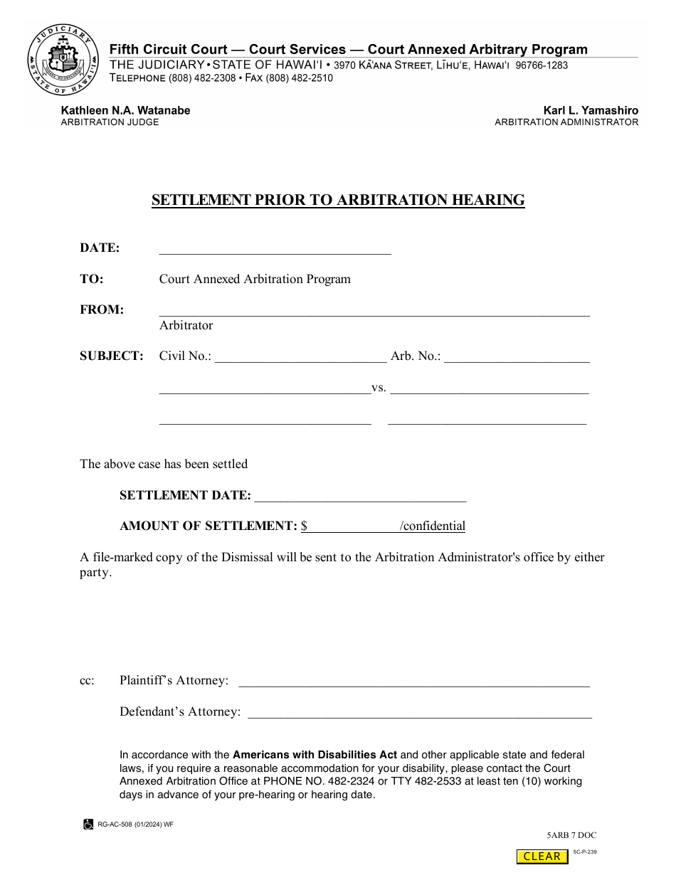 Form 5C-P-239 - Fill Out, Sign Online and Download Fillable PDF, Hawaii ...