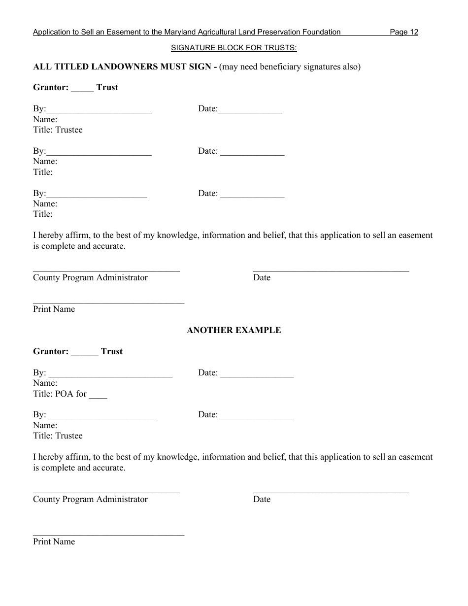 Application to Sell an Easement - Maryland, Page 12