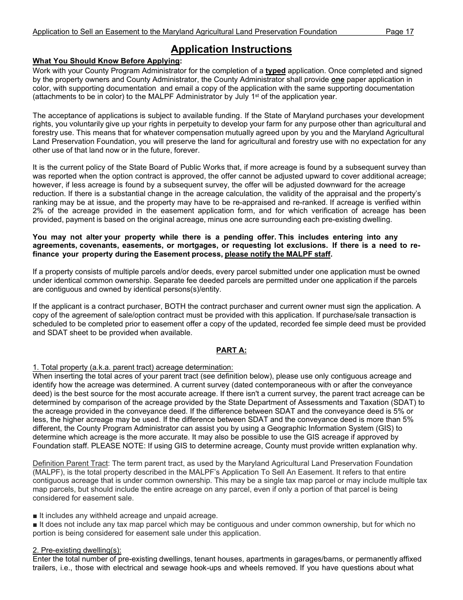 Application to Sell an Easement - Maryland, Page 17