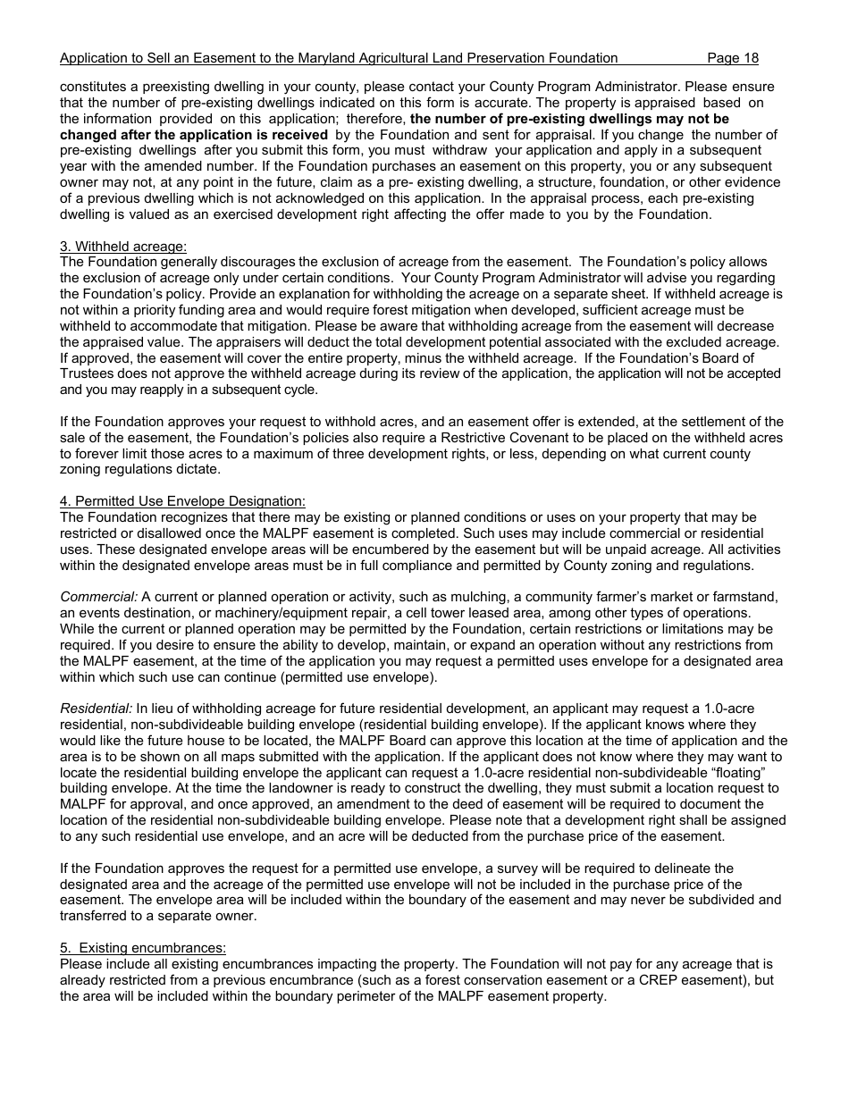 Application to Sell an Easement - Maryland, Page 18