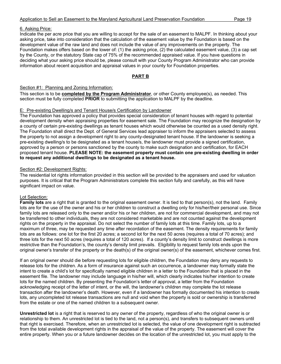 Application to Sell an Easement - Maryland, Page 19