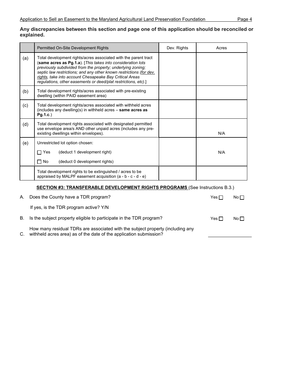 Application to Sell an Easement - Maryland, Page 4