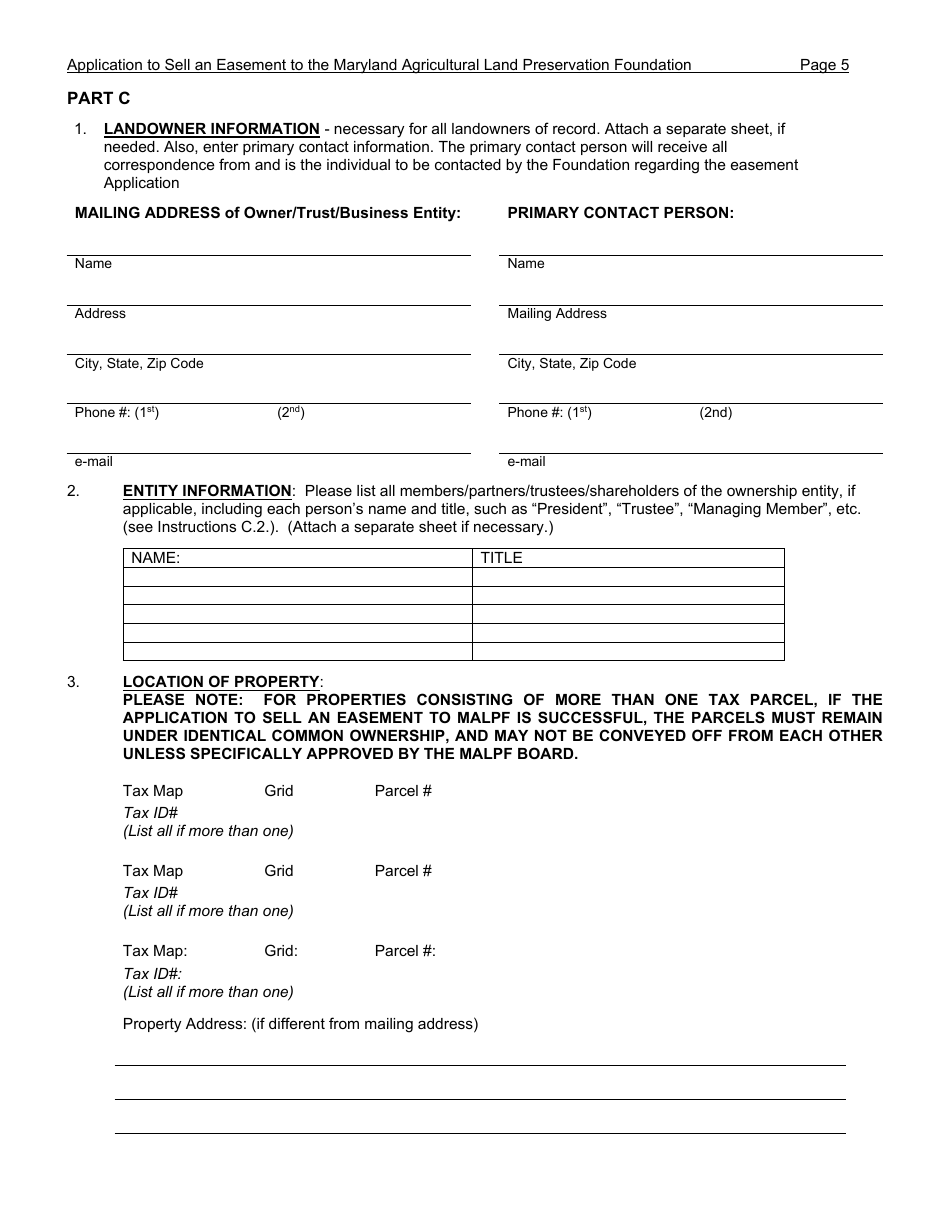 Application to Sell an Easement - Maryland, Page 5