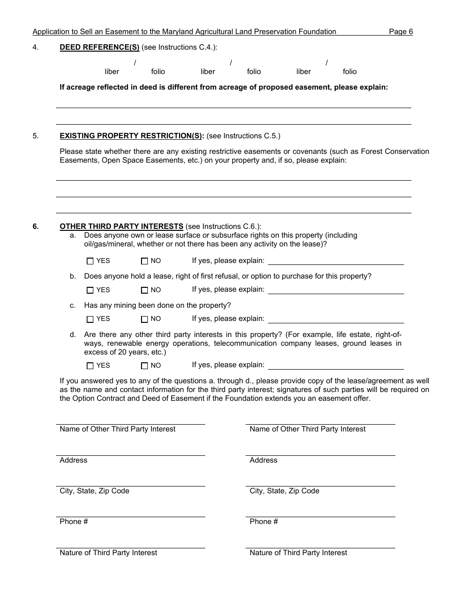 Application to Sell an Easement - Maryland, Page 6