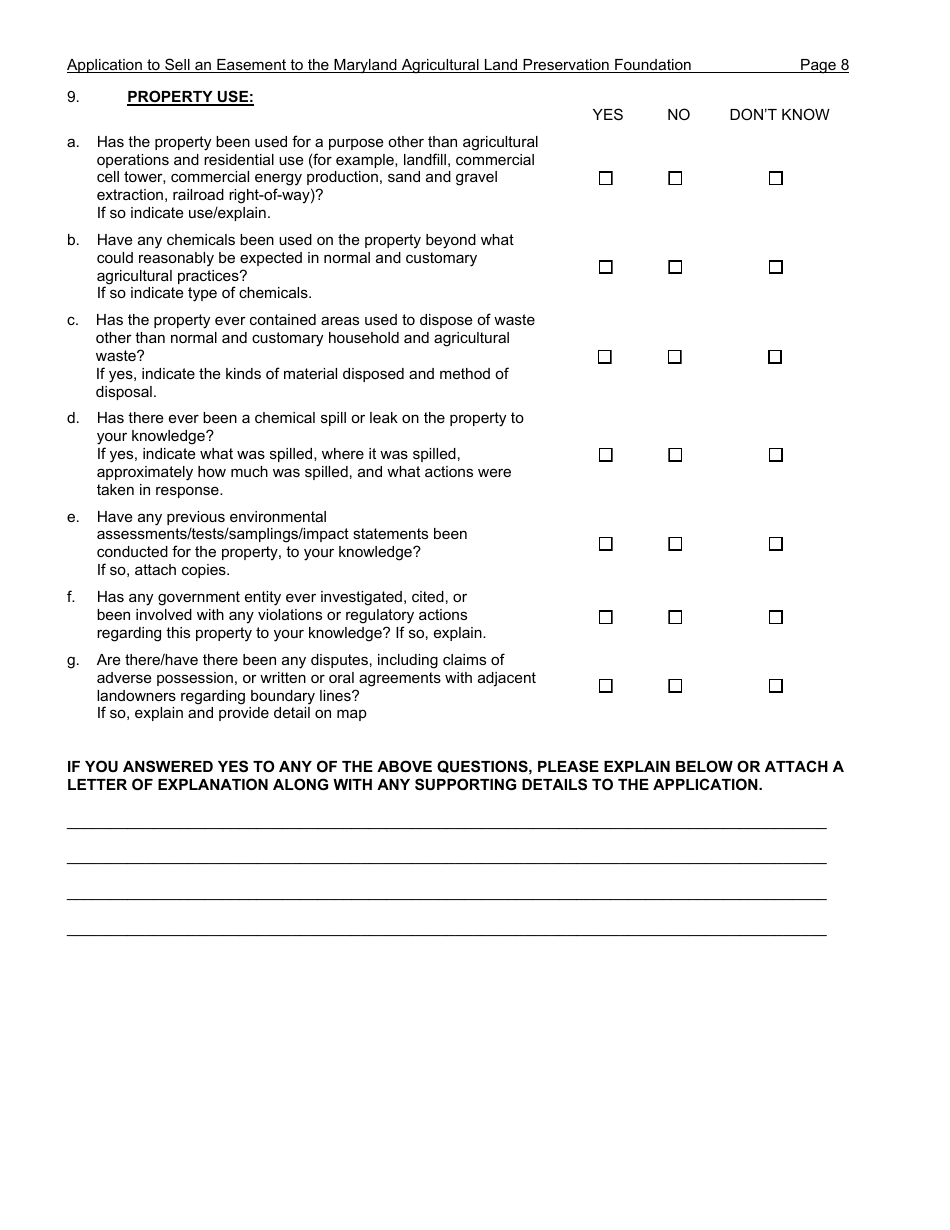 Application to Sell an Easement - Maryland, Page 8