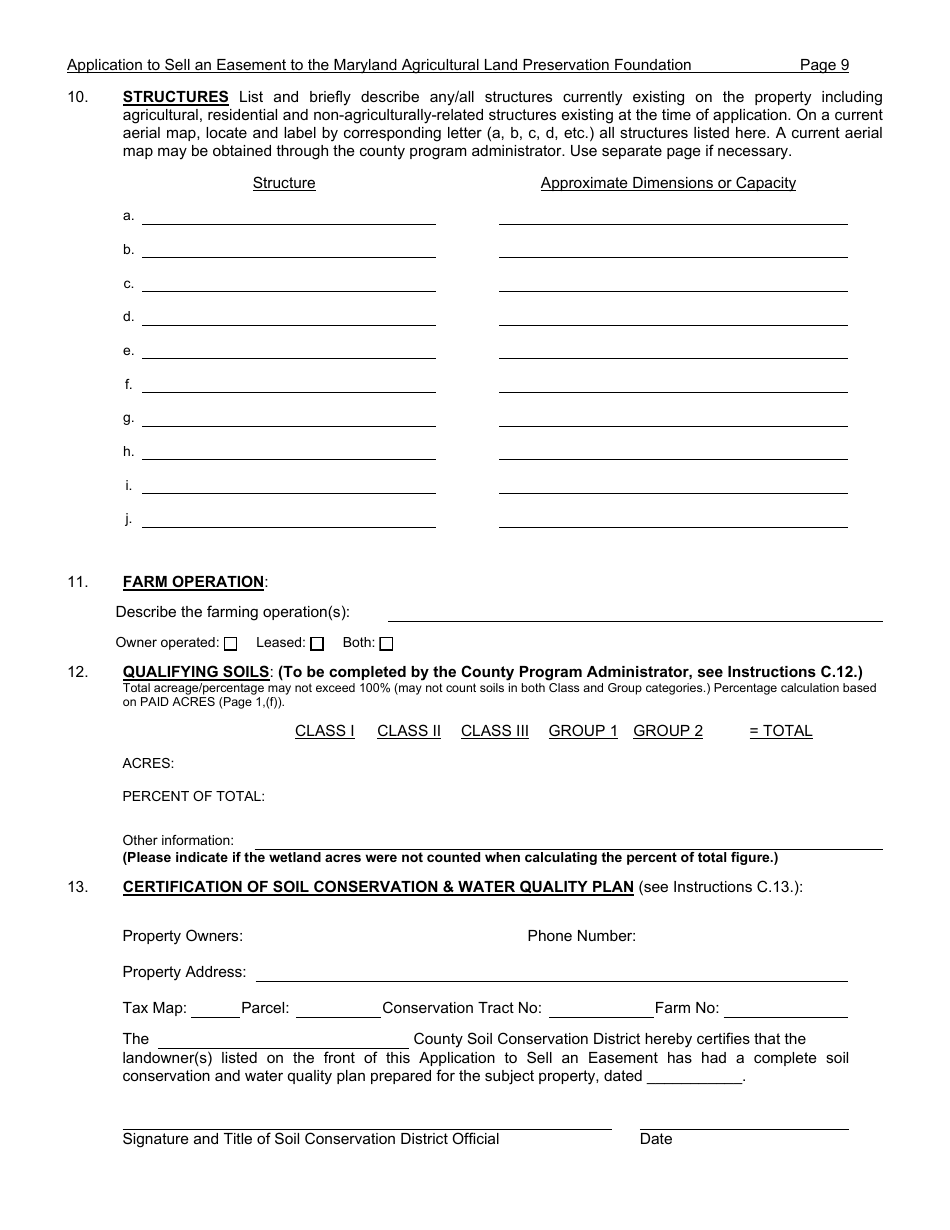 Application to Sell an Easement - Maryland, Page 9
