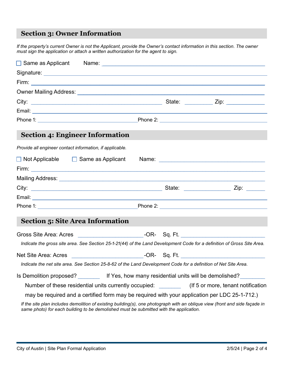 Site Plan Application - City of Austin, Texas, Page 2