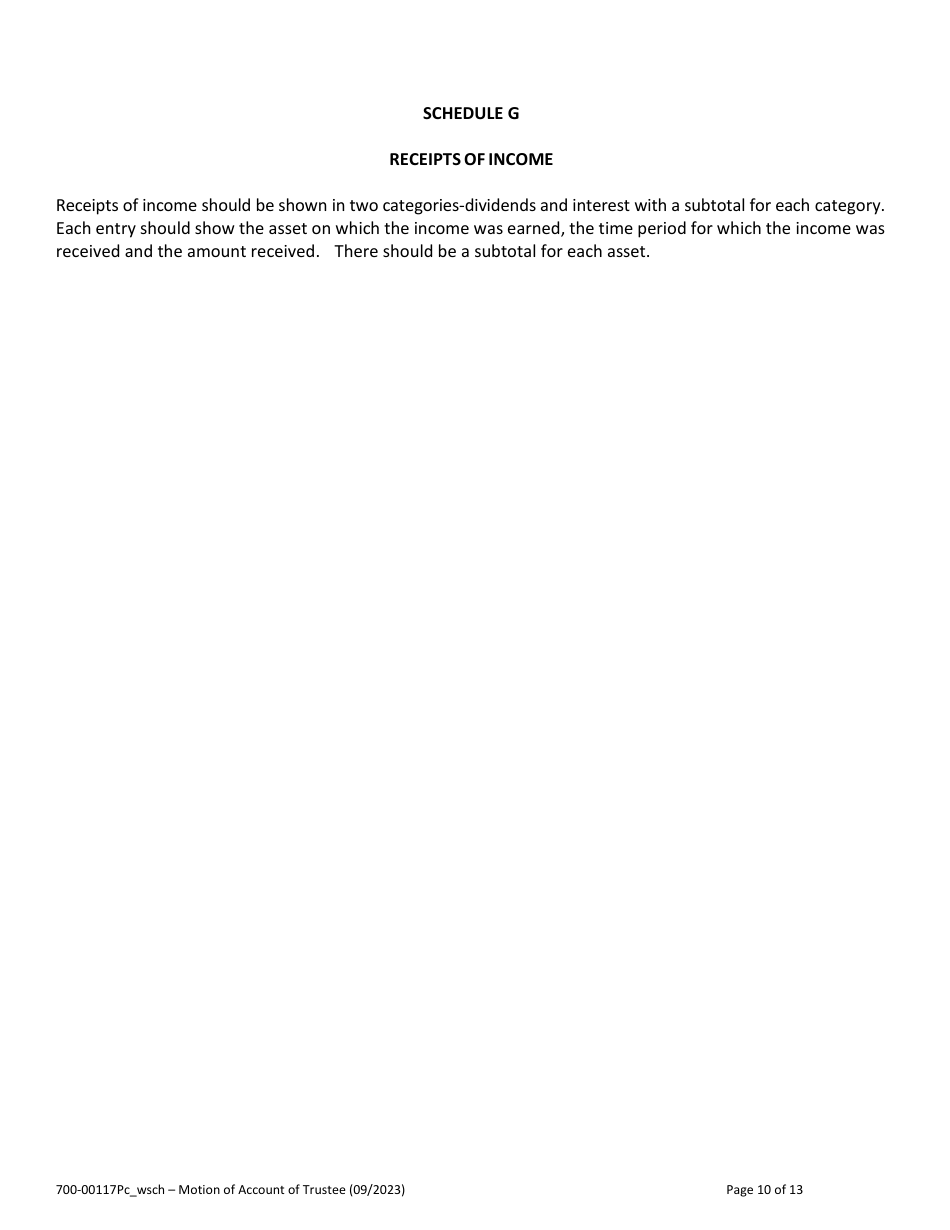 Form 700-00117PC Summary of Account of Trustee With Schedules - Vermont, Page 10