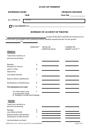 Form 700-00117PC Summary of Account of Trustee With Schedules - Vermont