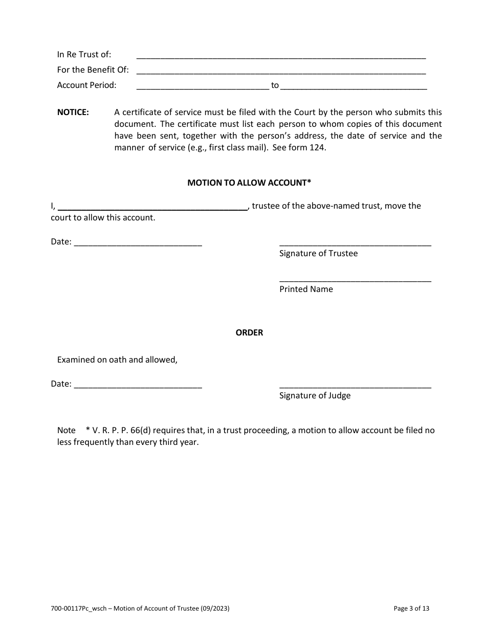 Form 700-00117PC Summary of Account of Trustee With Schedules - Vermont, Page 3