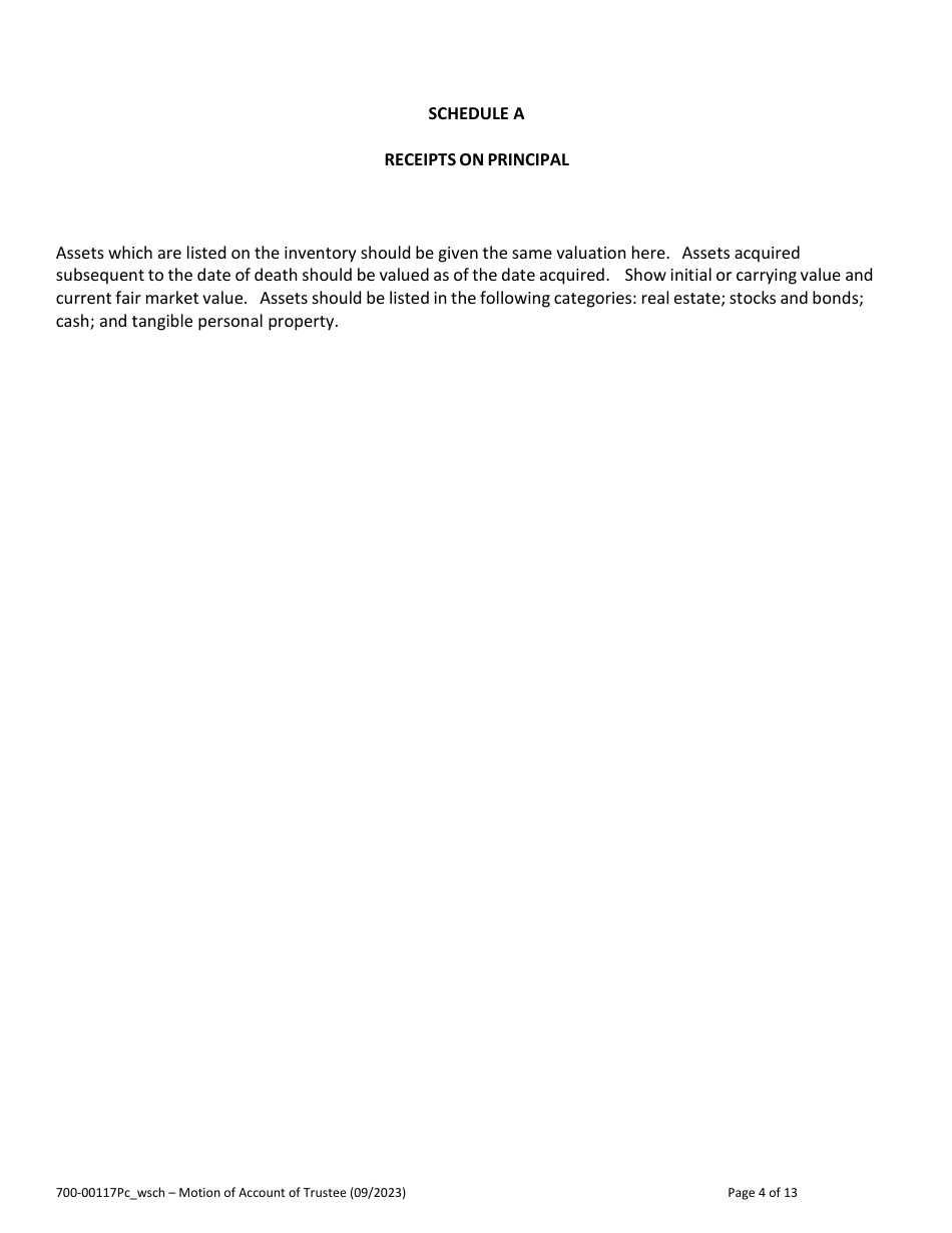 Form 700-00117PC Summary of Account of Trustee With Schedules - Vermont, Page 4